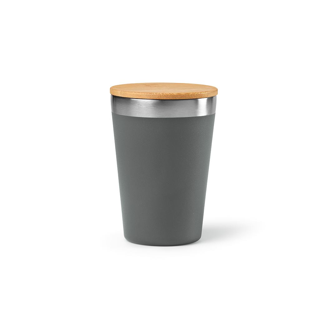 Mug de voyage publicitaire inox recyclé 300ml Don Travel Gris foncé
